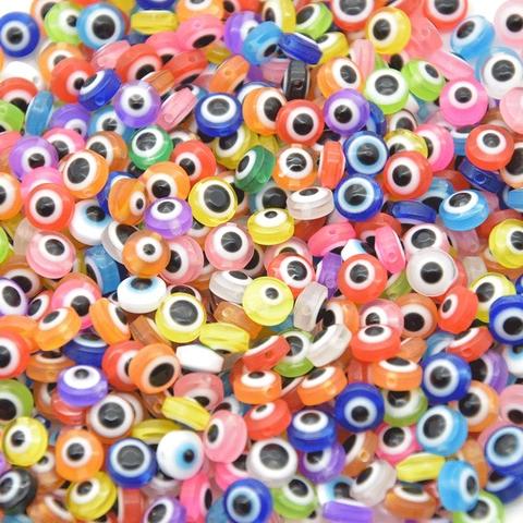 Flat Round Resin Evil Eye Beads Nazar Nazar Spacer Beads For DIY Bracelet Necklace Jewelry Making Accessories Findings