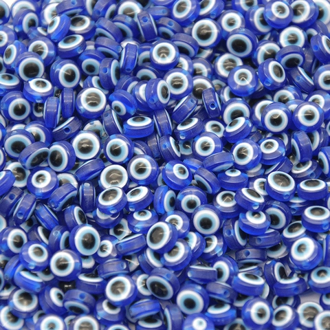 Flat Round Resin Evil Eye Beads Nazar Nazar Spacer Beads For DIY Bracelet Necklace Jewelry Making Accessories Findings