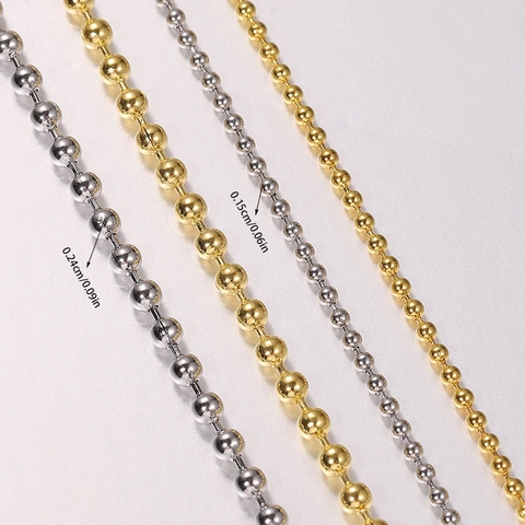 304 Stainless Steel Ball Chain DIY Jewelry Finding Bead Chain For Necklace Bracelet Making Accessory Color Retention Metal Chain
