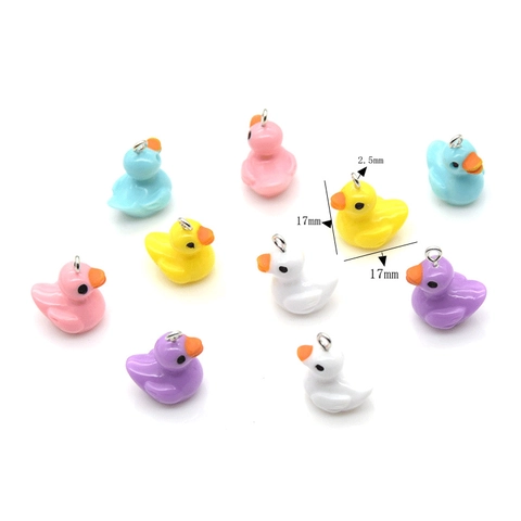 Cute Resin Little Yellow Duck Pendants For DIY Jewelry Making Cartoon Animal Charms For Earrings Keychain Bracelet Findings