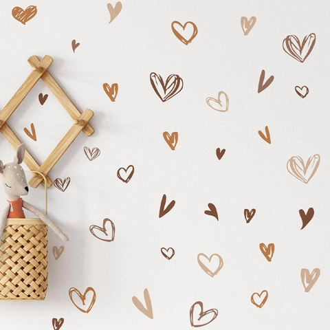 Pegatinas de Pared de Corazón Morandi DIY Grafiti Pintado a Mano Calcomanías de PVC para Dormitorio Guardería Decoración del Hogar