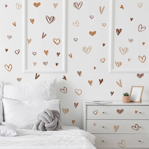 Pegatinas de Pared de Corazón Morandi DIY Grafiti Pintado a Mano Calcomanías de PVC para Dormitorio Guardería Decoración del Hogar