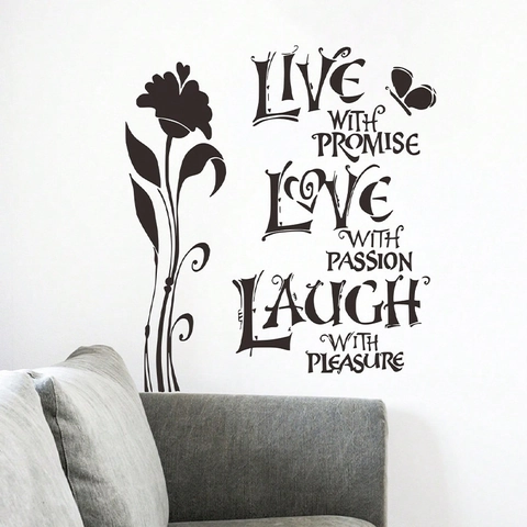 Live Love Laugh Blumen Schmetterling Wandtattoo PVC Motivierende Zitate Wandaufkleber Für Schlafzimmer Wohnzimmer Wohnkultur