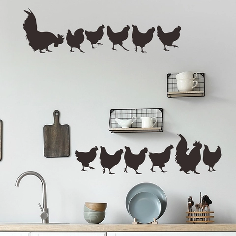 Rooster Hen Silhouette Wall Stickers Black PVC DIY Animal Decals For Kitchen Living Room Stairs Home Decor FX-D386