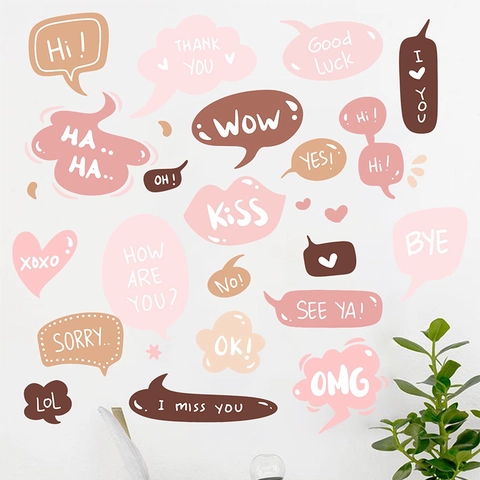 Creative DIY English Slogan Wall Stickers Dialogue Bubble Heart Pattern PVC Decals For Living Room Bedroom Home Decoration