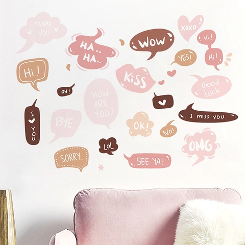 Creative DIY English Slogan Wall Stickers Dialogue Bubble Heart Pattern PVC Decals For Living Room Bedroom Home Decoration