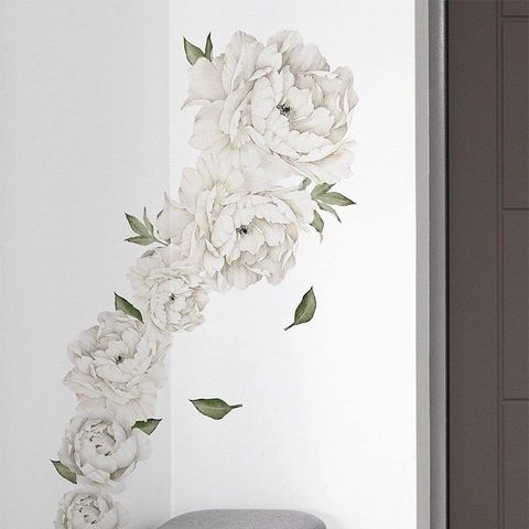 Peony Flower Wall Stickers Watercolor Botanical Floral Removable PVC Mural Decals For Living Room Bedroom Home Decor