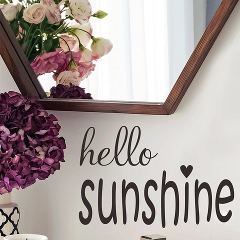Pegatina de Pared Letras Artísticas Hello Sunshine Con Diseño de Corazón Calcomanía de Vinilo de PVC Removible para Decoración Hogar