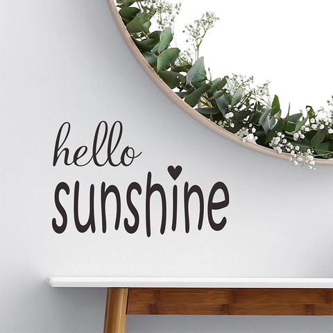 Pegatina de Pared Letras Artísticas Hello Sunshine Con Diseño de Corazón Calcomanía de Vinilo de PVC Removible para Decoración Hogar