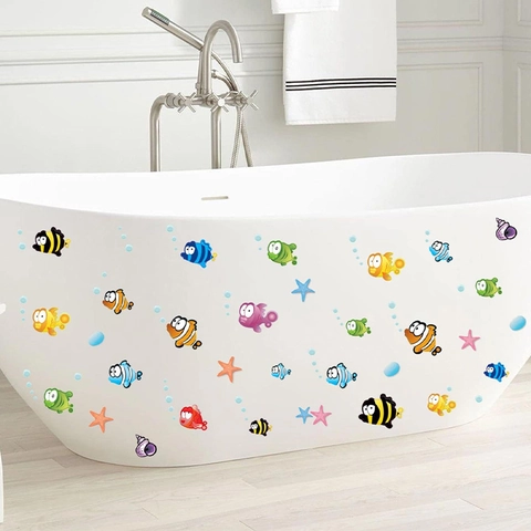 Cartone Animato Mondo Sottomarino Pesci Marini Adesivi Murali Bagno Impermeabile PVC Animali Oceanici Vasca da Bagno Piastrella Decorazione per Camera dei Bambini Decorazioni Casa