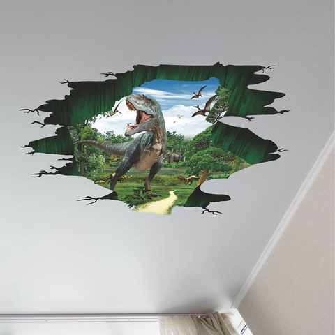 3D Dinosaur Broken Wall Sticker Removable PVC Decal For Kids Room Bedroom Living Room Home Decor Mural FX-E173