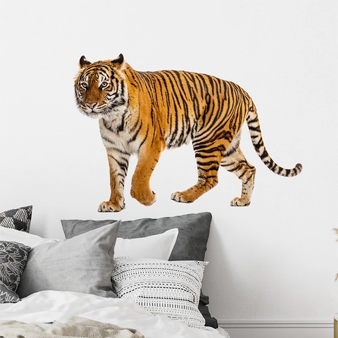 Realistischer Wandernder Tiger Wandaufkleber PVC Abnehmbare Tier Mural Dekor Für Wohnzimmer Schlafzimmer Büro Zuhause Dekoration
