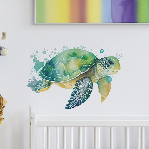 Watercolor Sea Turtle Wall Sticker PVC Removable Animal Decal For Living Room Bedroom Glass Window Home Decoration Art