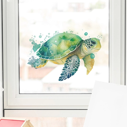 Watercolor Sea Turtle Wall Sticker PVC Removable Animal Decal For Living Room Bedroom Glass Window Home Decoration Art