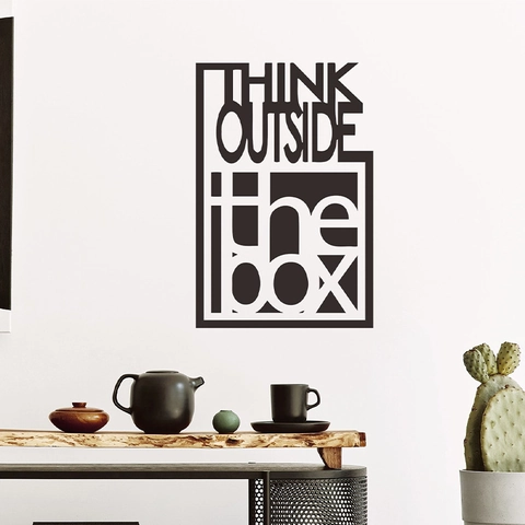 Adesivo da Parete in PVC Think Outside The Box Slogan Motivazionale in Inglese per Decorazione Parete Ufficio Soggiorno Casa