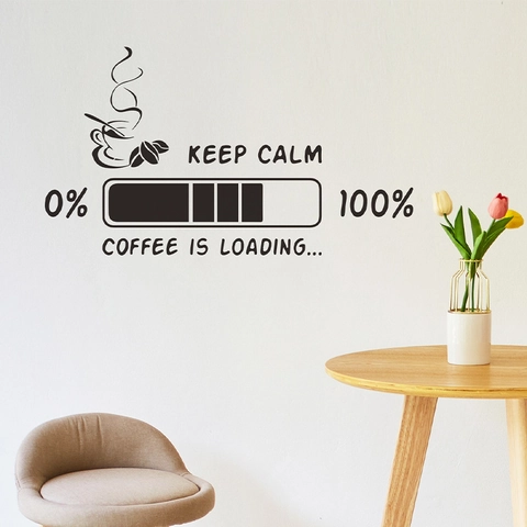 Adesivo da Parete Moderno Minimalista Citazione Caricamento Caffè PVC Nero Tazzina da Caffè Barra di Avanzamento per Bar Casa