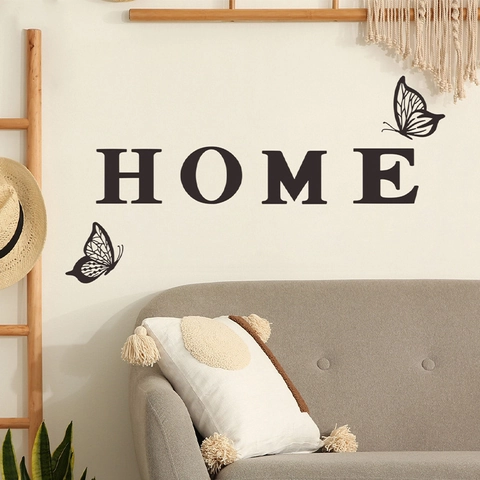 Home Schmetterling Englischer Slogan Wandaufkleber Modern Minimalistisch PVC DIY Abnehmbare Deko Für Wohnzimmer Schlafzimmer