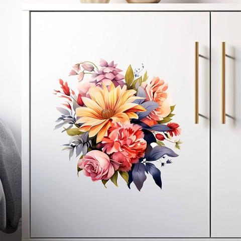 Adesivi Murali Fiori Acquerello Floreali Peonia Rosa Girasole Decalcomanie PVC Casa Decor per Soggiorno Frigo Armadio