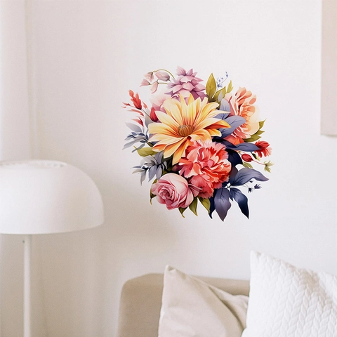 Adesivi Murali Fiori Acquerello Floreali Peonia Rosa Girasole Decalcomanie PVC Casa Decor per Soggiorno Frigo Armadio