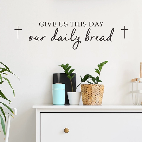 Give Us This Day Our Daily Bread Bible Verse Wall Decal Cross PVC Removable Sticker Home Decoration For Kitchen Living Room