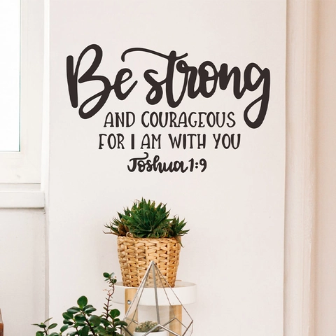 Joshua 1:9 Be Strong And Courageous Bibelvers Wandtattoo Inspirierendes Zitat PVC Aufkleber Haus Zimmer Wanddeko