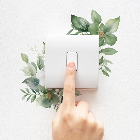 Adesivo Per Interruttore A Parete Pianta Verde Fiore Foglia Moderno Minimalista Impermeabile PVC Rimovibile Arredamento Casa