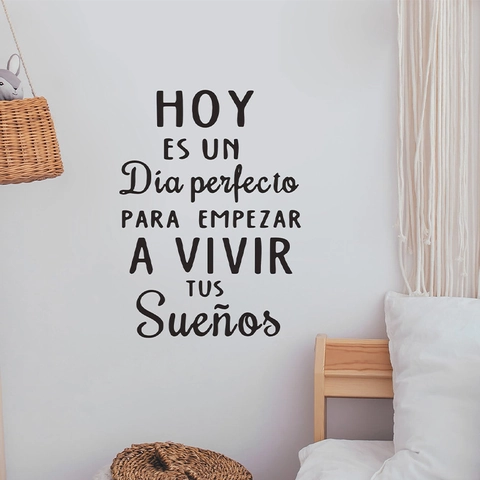 Spanish Quote Wall Sticker Hoy Es Un Dia Perfecto Lettering PVC Wall Decal For Living Room Bedroom Office Home Decor