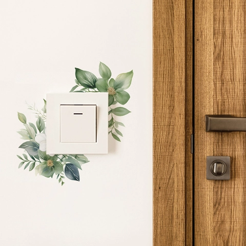 Adesivo Per Interruttore A Parete Pianta Verde Fiore Foglia Moderno Minimalista Impermeabile PVC Rimovibile Arredamento Casa