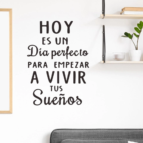 Spanish Quote Wall Sticker Hoy Es Un Dia Perfecto Lettering PVC Wall Decal For Living Room Bedroom Office Home Decor
