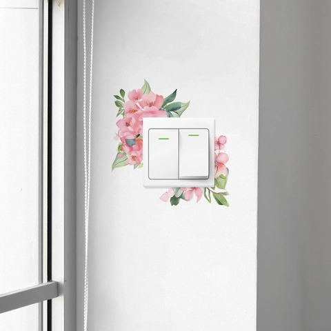 Watercolor Floral Leaf PVC Wall Sticker Removable Switch Decorative Decal Minimalist Home Living Room Bedroom Decoration