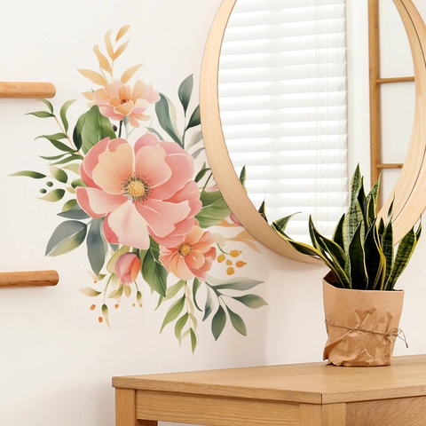 Aquarell Blume Pflanze Grün Blatt Wandaufkleber PVC Dekorative Wandtattoo Für Wohnzimmer Schlafzimmer Home Verschönerung