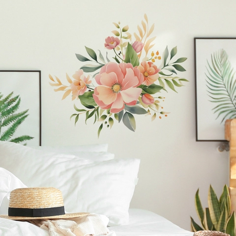 Aquarell Blume Pflanze Grün Blatt Wandaufkleber PVC Dekorative Wandtattoo Für Wohnzimmer Schlafzimmer Home Verschönerung