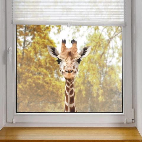 Pegatina de Ventana de Jirafa Estática 3D Película de Puerta de Vidrio PVC Calcomanía de Pared Decorativa para Sala de Estar Casa
