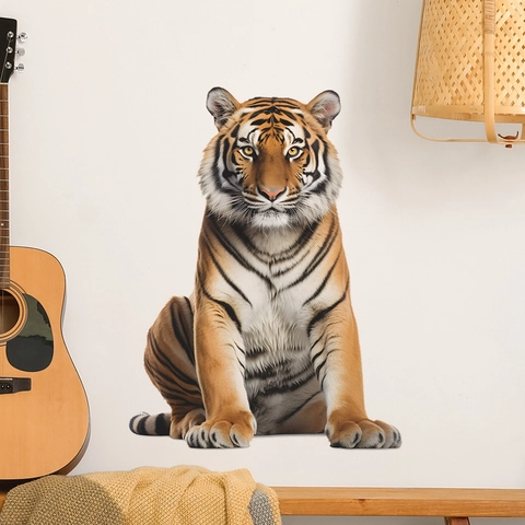 Adhesivo de Pared de Cabeza de Tigre Realista PVC Impermeable Decoración Artística para Sala de Estar Dormitorio Hogar