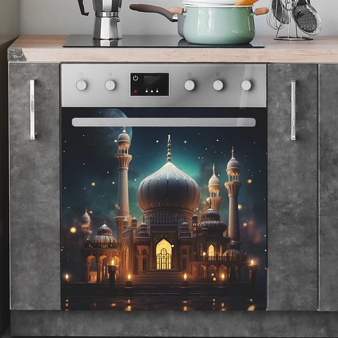 Islamic Mosque Starry Night Wall Sticker PVC Waterproof Kitchen Cabinet Appliance Decorative Film Home Decor Art Decal