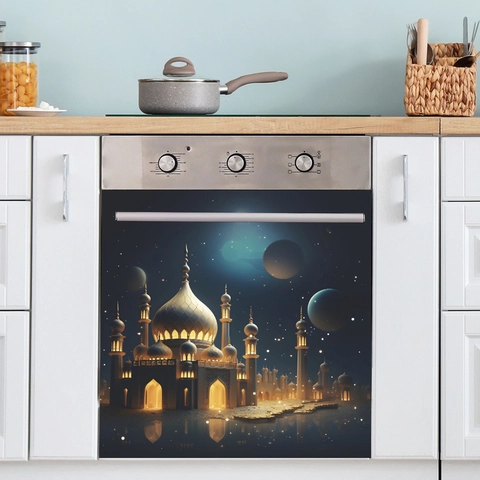 Nahost-Ethnischer Moschee Sternenhimmel Mond Geschirrspüler-Aufkleber Kühlschrank-Abdeckung Küchengeräte-Dekor Selbstklebend Wandtattoo
