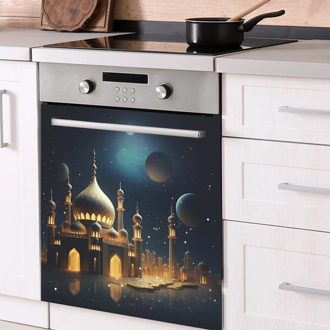 Nahost-Ethnischer Moschee Sternenhimmel Mond Geschirrspüler-Aufkleber Kühlschrank-Abdeckung Küchengeräte-Dekor Selbstklebend Wandtattoo