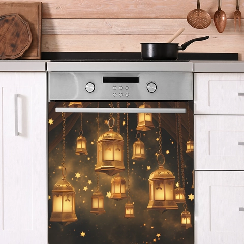 Modern Minimalist Middle Eastern Ramadan Lantern Stars Pattern PVC Self Adhesive Wall Sticker For Kitchen Appliance Decoration