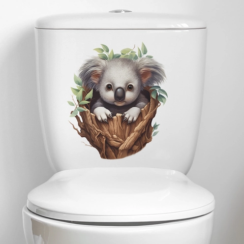 3D Cartoon Koala Boomtak Toiletbril Sticker Waterdicht PVC Badkamer Muursticker Home Decoratieve Verwijderbare Dieren Poster