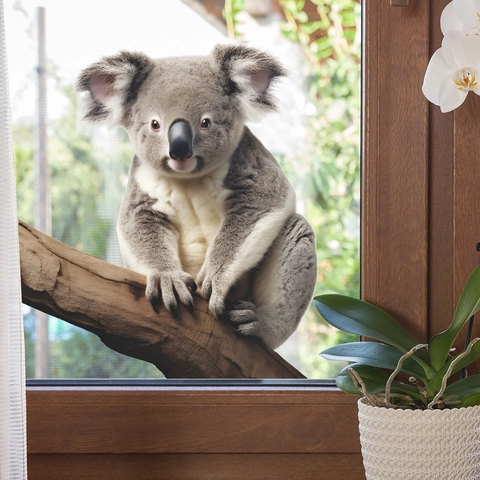 Pegatina de Ventana de Koala Realista 3D PVC Adsorción Estática Calcomanía de Vidrio Pegatina de Pared de Animal de Dibujos