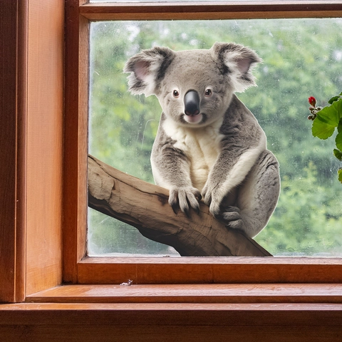 Pegatina de Ventana de Koala Realista 3D PVC Adsorción Estática Calcomanía de Vidrio Pegatina de Pared de Animal de Dibujos