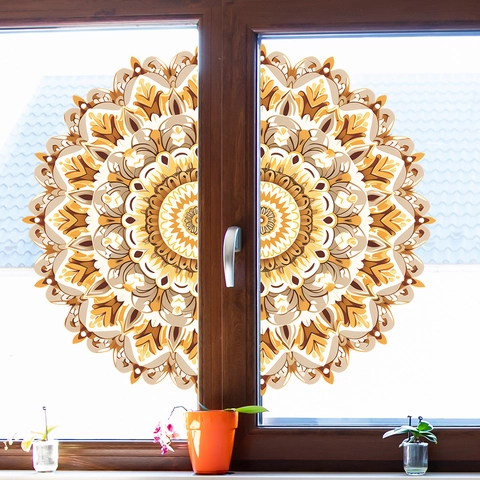 Mandala Wall Sticker Retro Geometric Window Decal Bohemian Style For Living Room Bedroom Glass Door Home Decoration PVC Art