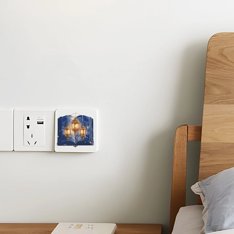 Kreativ Buch Laterne Schalter Wandaufkleber PVC Ramadan Deko Aufkleber Für Schlafzimmer Wohnzimmer Wanddeko Home Sticker