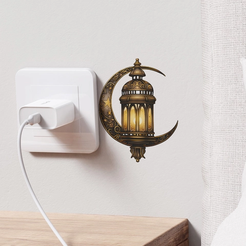 Eid Ramadan Mond Laterne Wandaufkleber Kreative Nahost Hohl Design PVC Schalter Deko Aufkleber Für Schlafzimmer Zuhause