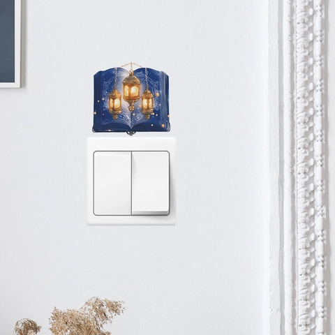 Kreativ Buch Laterne Schalter Wandaufkleber PVC Ramadan Deko Aufkleber Für Schlafzimmer Wohnzimmer Wanddeko Home Sticker