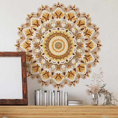 Mandala Wall Sticker Retro Geometric Window Decal Bohemian Style For Living Room Bedroom Glass Door Home Decoration PVC Art