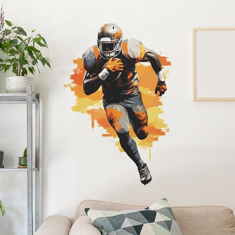 Artistieke Amerikaanse Voetballer Muursticker Verwijderbare PVC Sport Sticker Voor Woonkamer Slaapkamer Home Decor Kunst