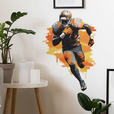 Artistieke Amerikaanse Voetballer Muursticker Verwijderbare PVC Sport Sticker Voor Woonkamer Slaapkamer Home Decor Kunst