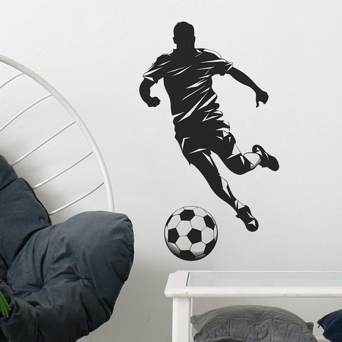 Fußballspieler Silhouette Wandtattoo Sport Thema PVC Wasserdicht Fußball Aufkleber Für Wohnzimmer Schlafzimmer Home Deko Kunst