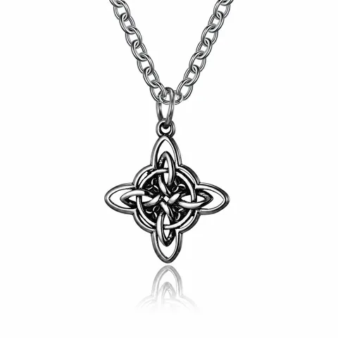 Vintage Edelstahl Keltischer Knoten Anhänger Halskette Retro Hexenknoten Geometrischer Schmuck Für Herren Damen Alltagskette